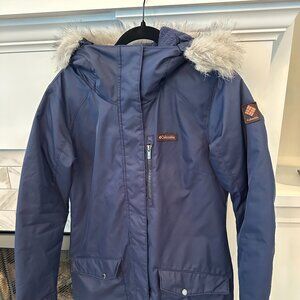 Womens Columbia Mountain Long Insulated Jacket - Medium, Navy